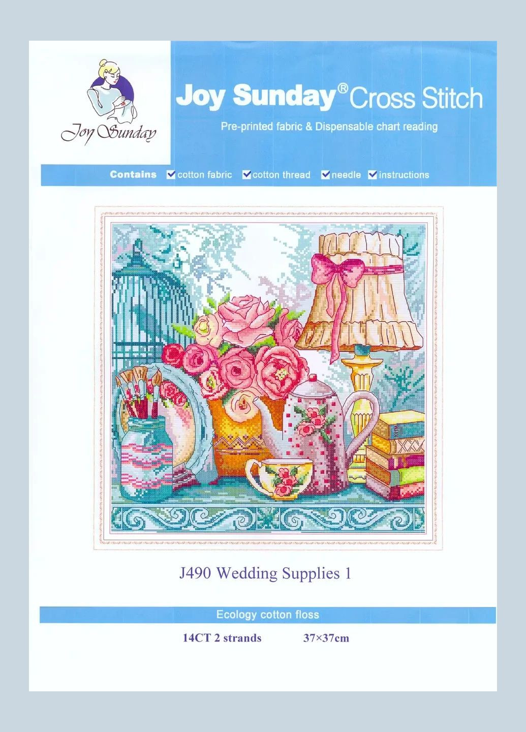 Набір для вишивання за нанесеною на канву схемою "Wedding Supplies 1". AIDA 14CT printed, 37*37 см Joy Sunday (313612752)