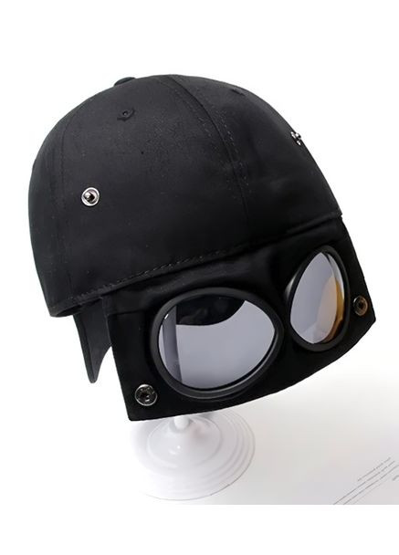 Кепка бейсболка с солнцезащитными очками с изогнутым козырьком черная one size No Brand (328262712)