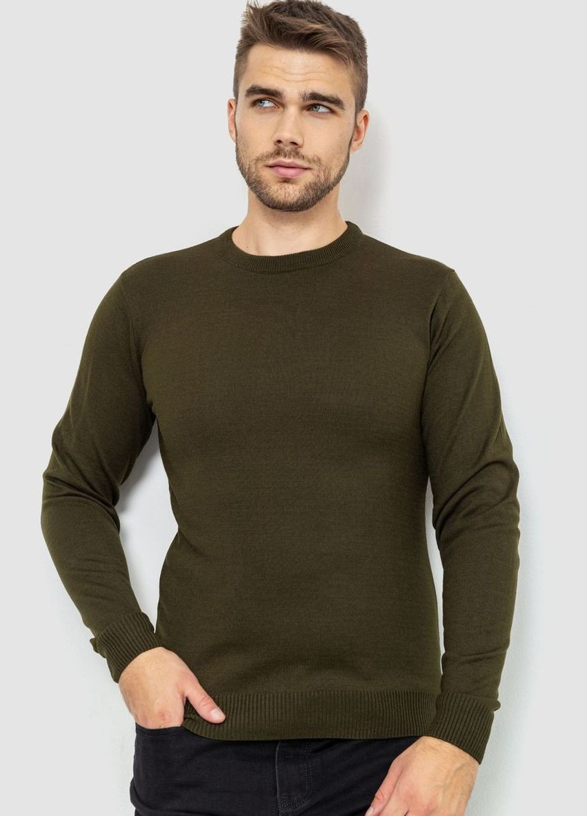 Оливковий (хакі) демісезонний светр чоловічий однотонний, колір бордовий, Ager