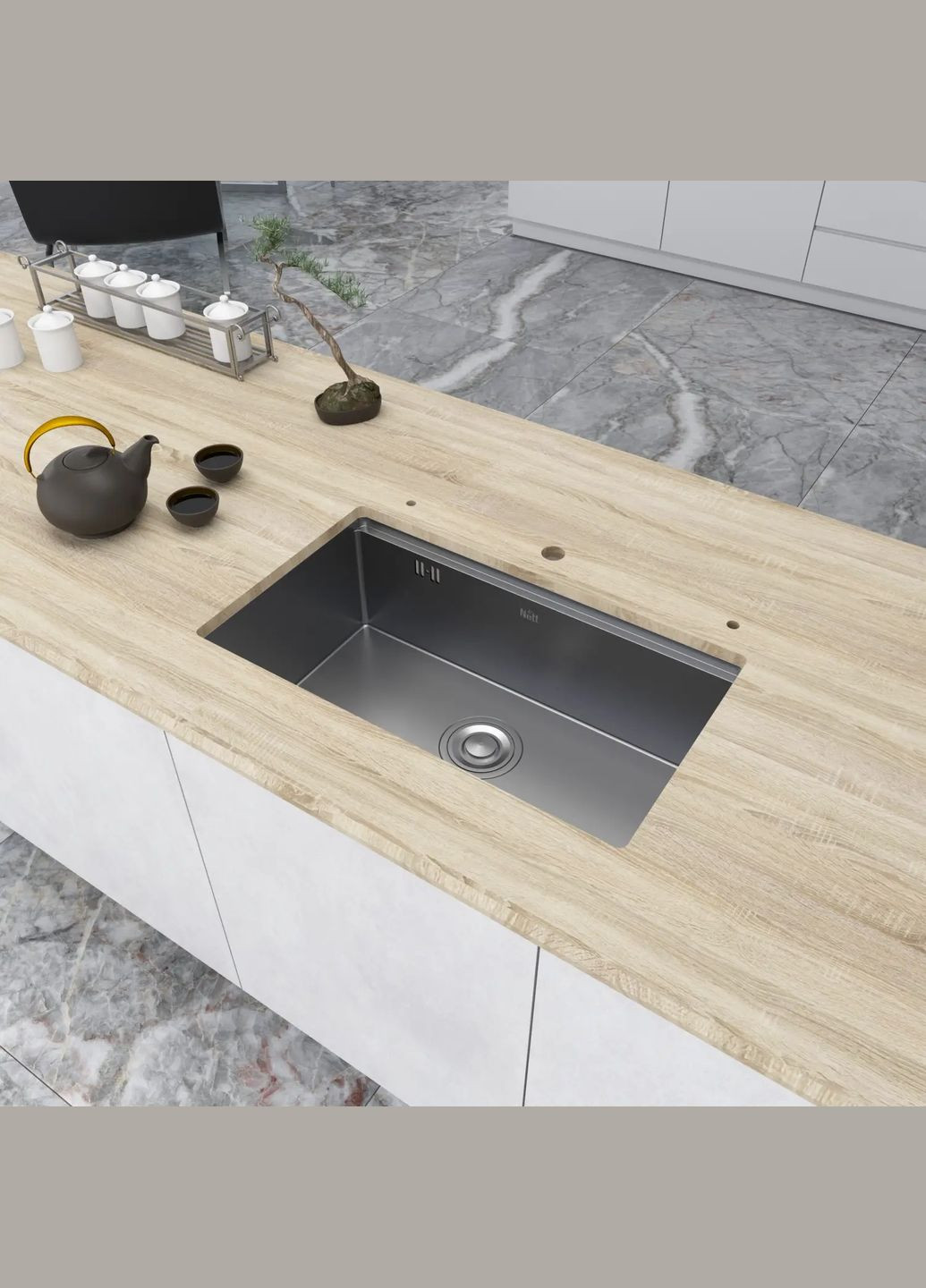 Мийка під стільницю для кухні з нержавійки кухонна станція Nett NS-7042 (316391531)