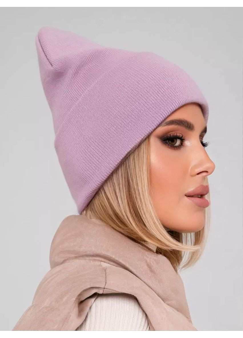 Молодежная двухслойная шапка бини лонг No Brand Шапка біні лонг лопата (362411558)