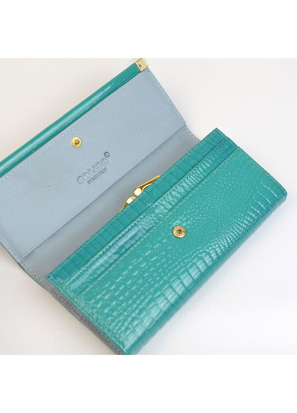 Бірюзовий жіночий лаковий шкіряний гаманець на кнопці Balisa (360989546)