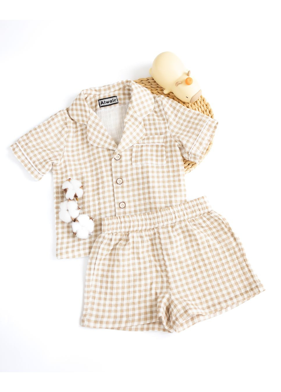 Бежевая всесезон пижама детская летняя в клетку sleep alwair kids ( ) (81157) Qoopixie