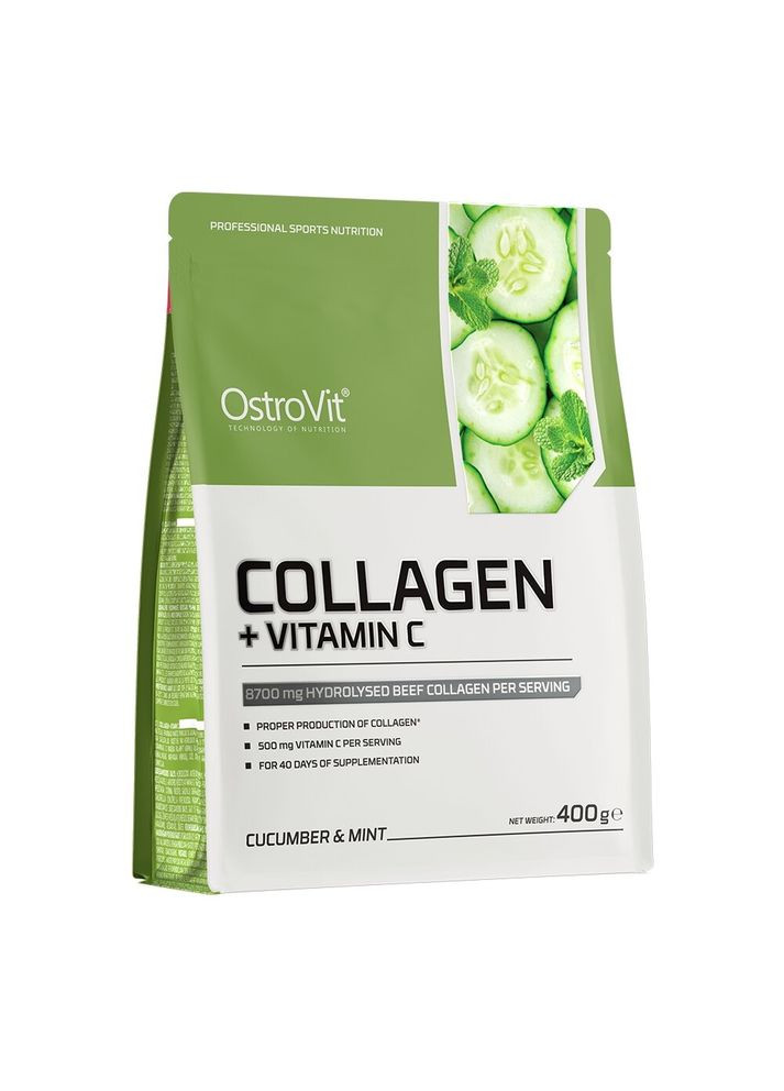 Препарат для суглобів і зв'язок Collagen + Vitamin C, 400 грам - Огірок-м'ята Ostrovit (352199489)