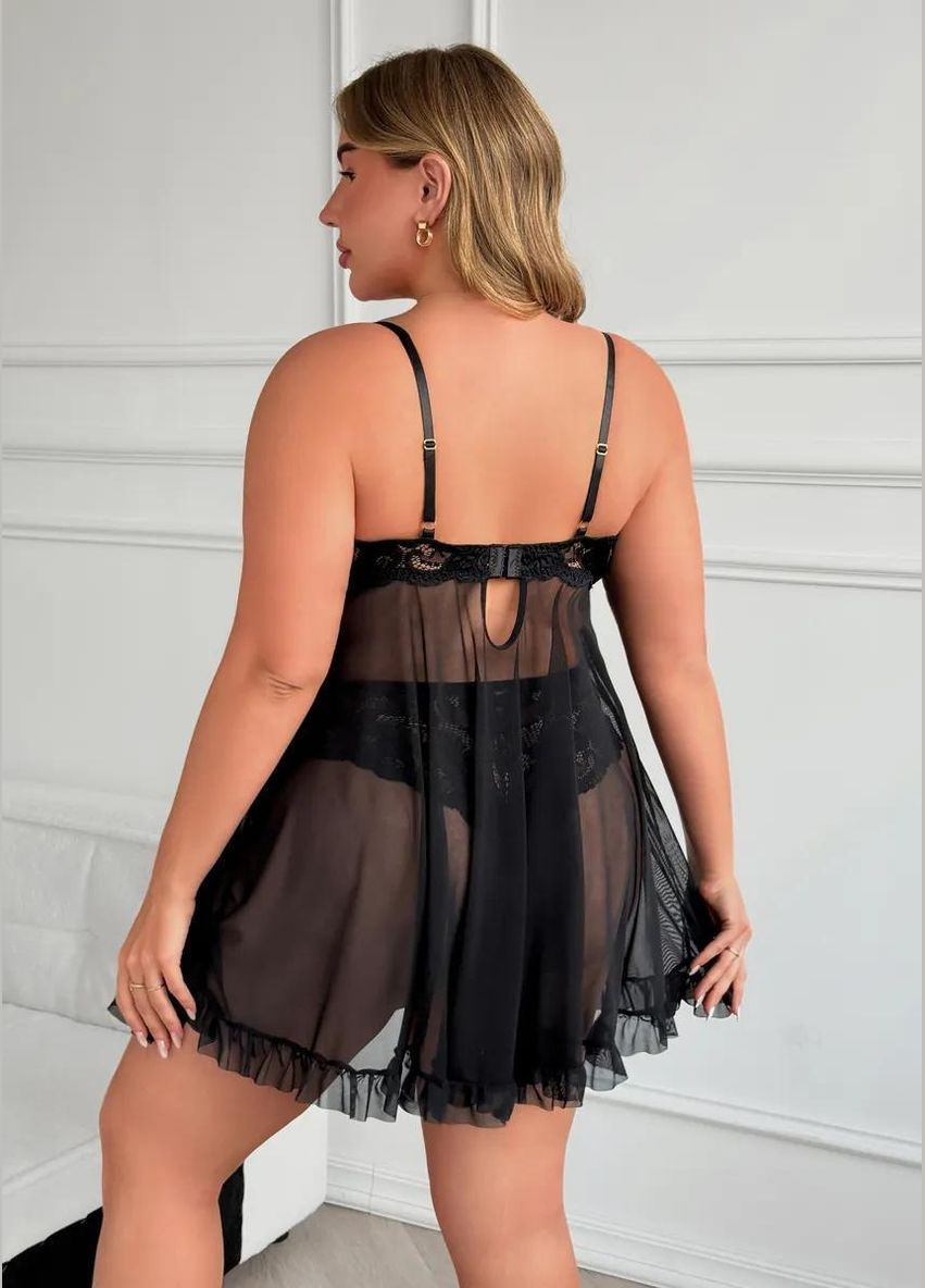 Полупрозрачный соблазнительный пеньюар с разрезами регулируемые бретели трусики бразилианы сексуальный женский набор Cindylove (329191592)