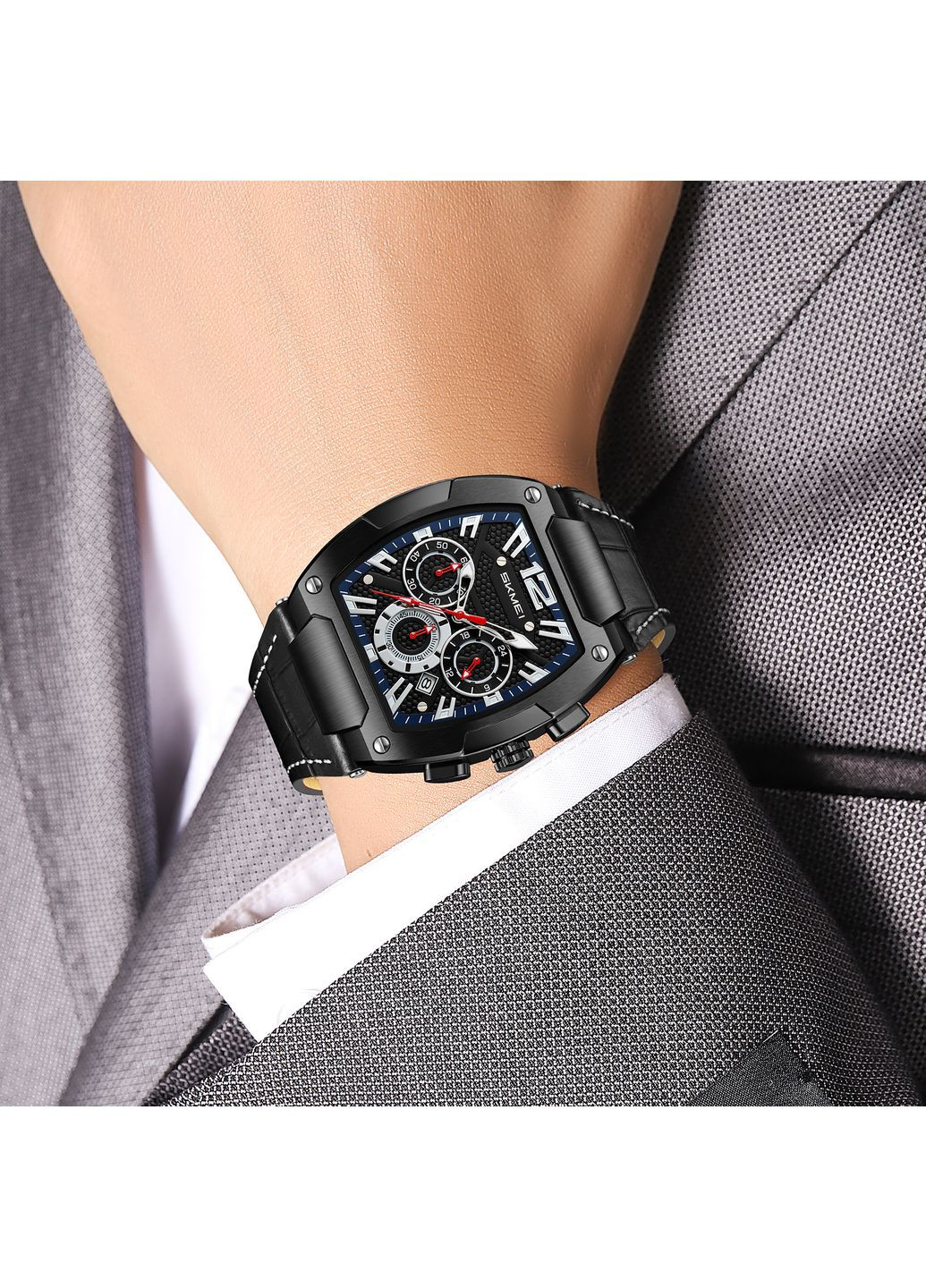 Годинники кварцові чорні зі шкіряним ремінцем чоловічі класичні для повсякденного використання ProDobro (367267705)