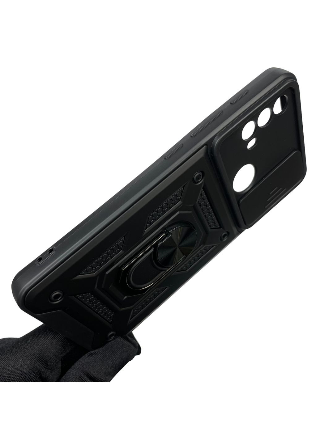 Чехол для Moto E40 PAVK0005UA бронированный с кольцом со шторкой на камеру на моторола е40 чёрный rg1 Motorola (366019112)