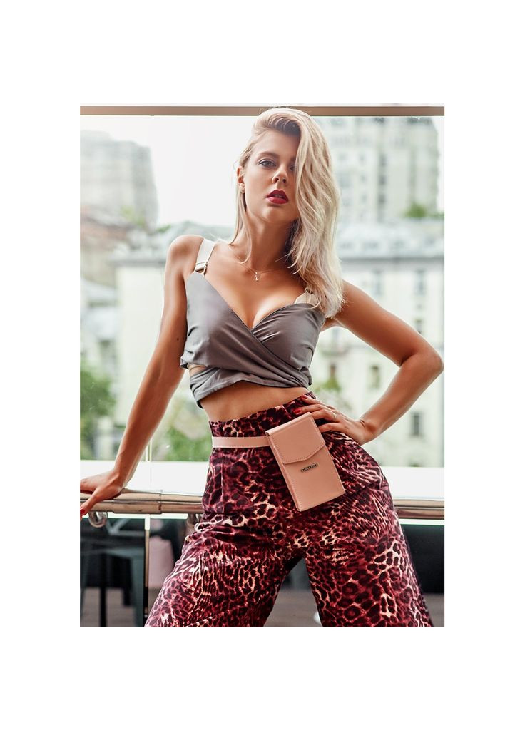 Вертикальна жіноча шкіряна сумка Mini рожева поясна / кроссбоді BlankNote (348359333)