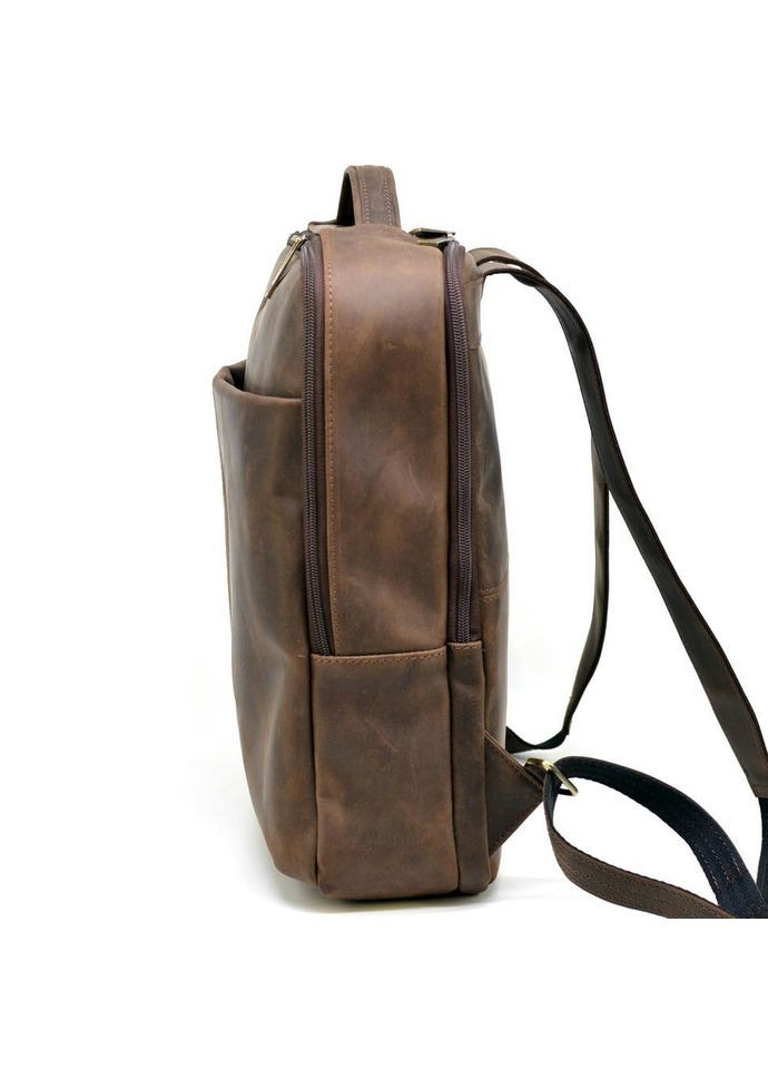 Шкіряний чоловічий рюкзак коричневий RC-7281-3md з передньою кишенею на блискавці TARWA (311281998)