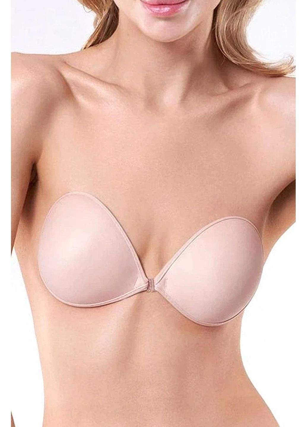 Бежевый бюстгальтер-невидимка тканевый на силиконе bs-02 Julimex микрофибра