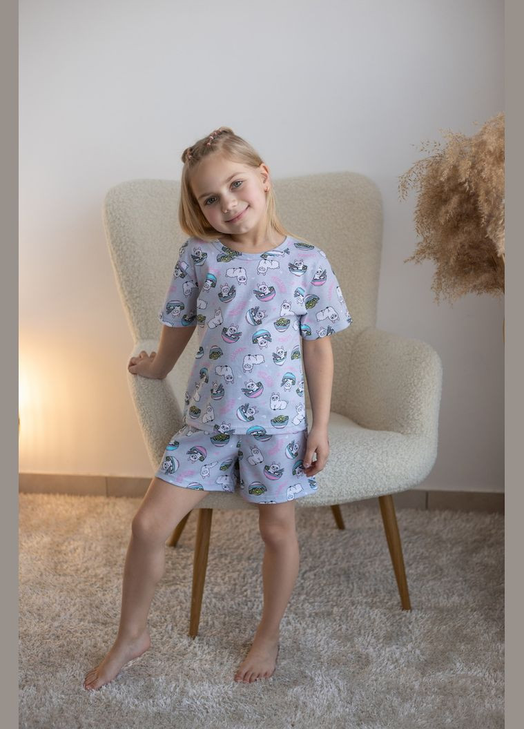 Сіра піжама для дівчаток 02-2565-01 116 см лама Авекстекс