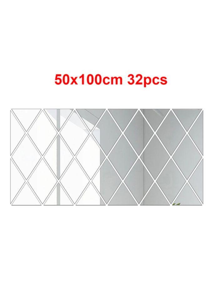 Дзеркальні наклейки квадрат із ромбів і трикутників 32 шт набір 50 х 100 см Б317 No Brand (302899922)