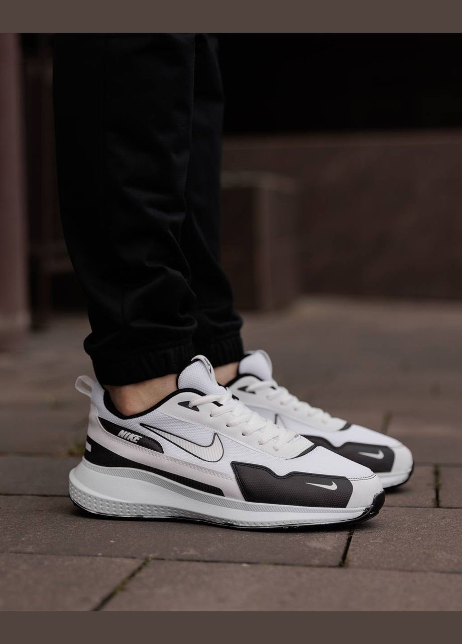 Черно-белые демисезонные мужские кроссовки No Brand