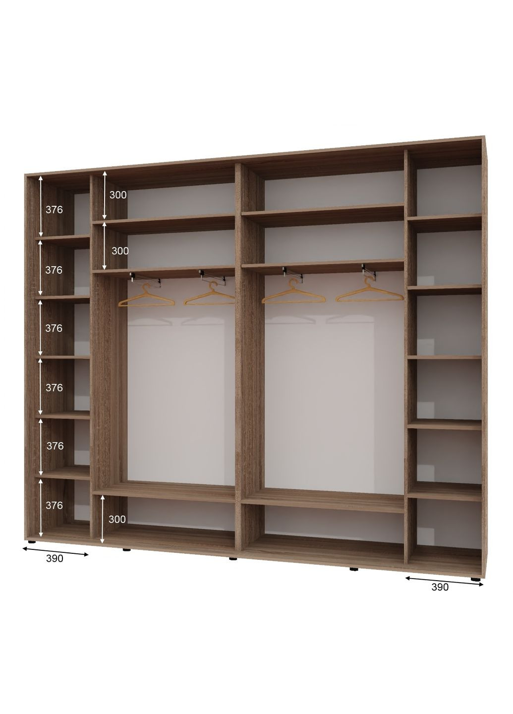 Шафа-купе тридверна 290*45*250 см Дуб Сонома трюфель 3 двері ДСП + Дзеркало + ДСП Люкс-147 Алекса (360474957)