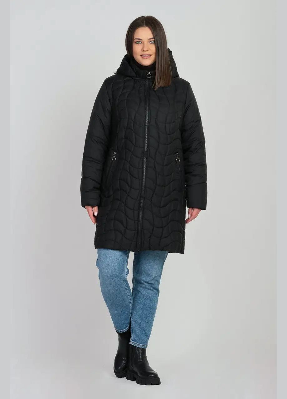 Черная демисезонная женская куртка весенняя большого размера SK