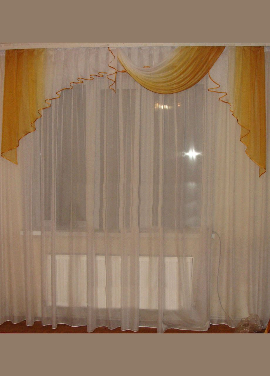 Ламбрекен Карнавал карниз 250см коричневий з білим (42_2,5м) Firanka Simple (333711341)