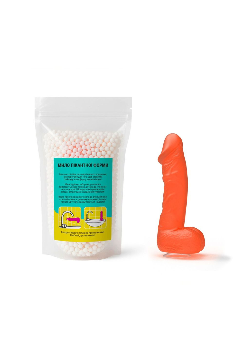 Крафтовое мыло-член с присоской Чистий Кайф LARGE Orange, натуральное Pure Bliss (337990795)