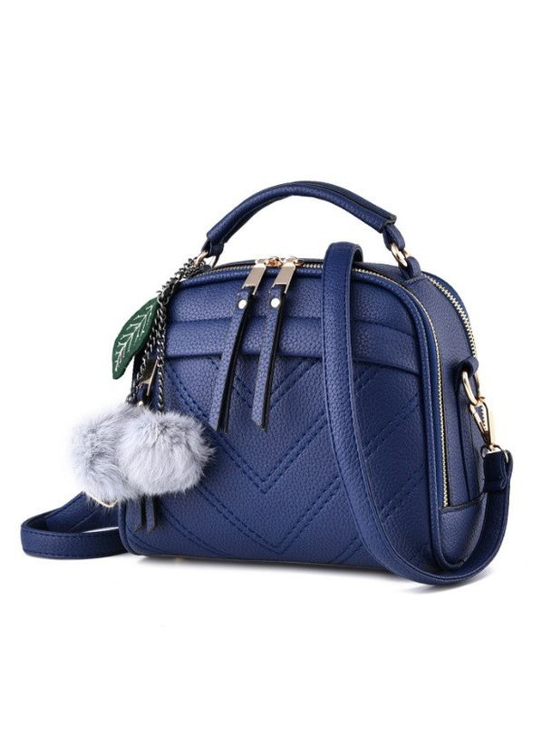 Мини сумочка с меховым брелком Синий No Brand (298998125)