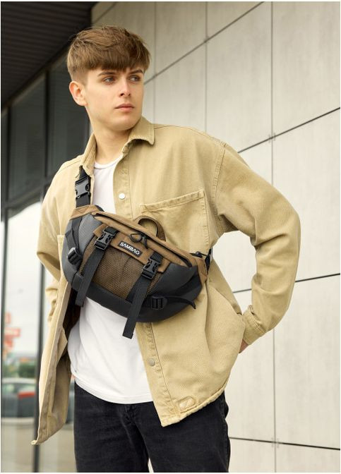 Большая мужская поясная сумка бананка для планшета DynamicDart хаки (R-80411119m-VS) Sambag (302450222)