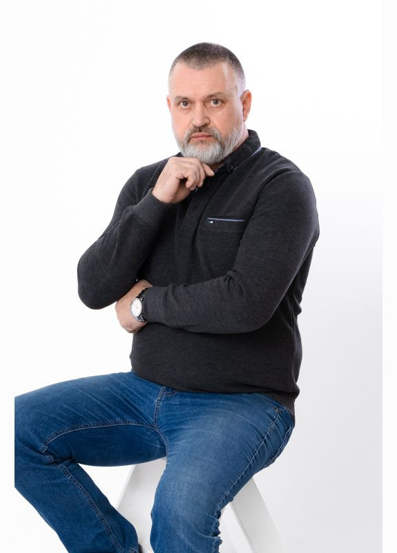 Сірий демісезонний кофта поло чоловіча (p-16506) Носи своє