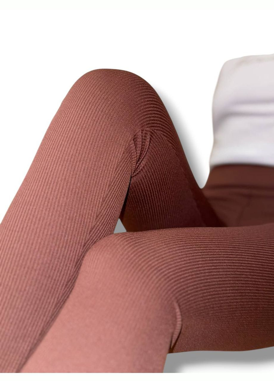 Лосины эластичные в рубчик женские с высоким широким поясом классические без утепления демисезон 99-101см No Brand Лосини в рубчик класичні без підкладки фуксія (342758756)