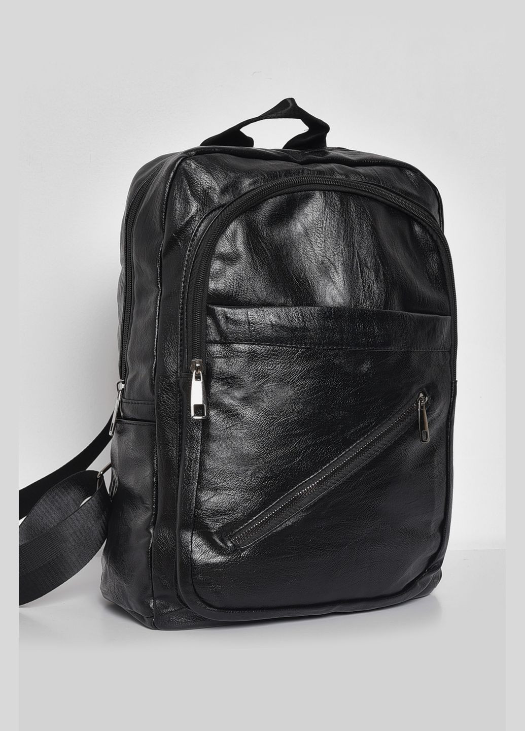 Рюкзак чоловічий з екошкіри чорного кольору Let's Shop (281352711)
