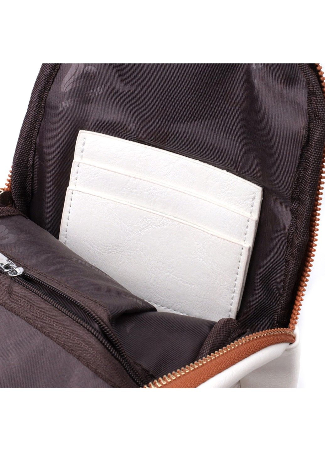 Удобная женская слинг сумка через плечо из экокожи 22752 Белый Vintage (303877195)