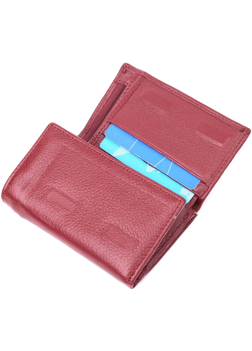 Кожаный женский кошелек в три сложения ST Leather Бордовый Верховинка 22489 (398293368)
