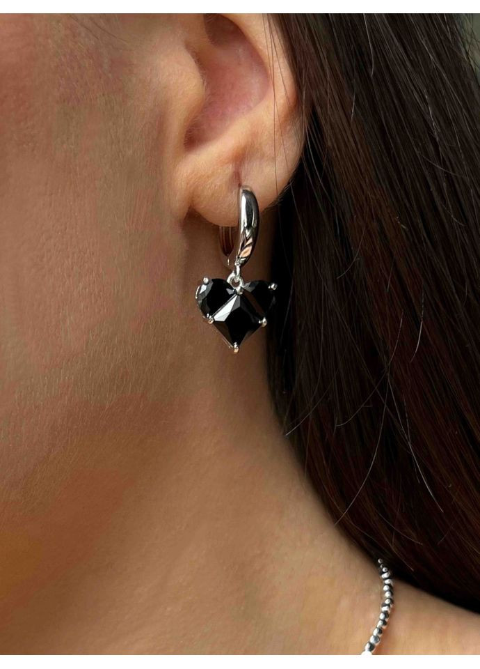 Серьги с черным сердцем 5449 LeBijou (367579887)