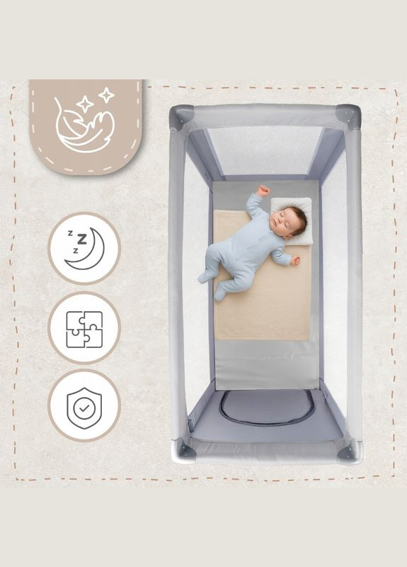 Кроватка манеж 60x120см серый MalPlay (Польша) Maltec (344573518)