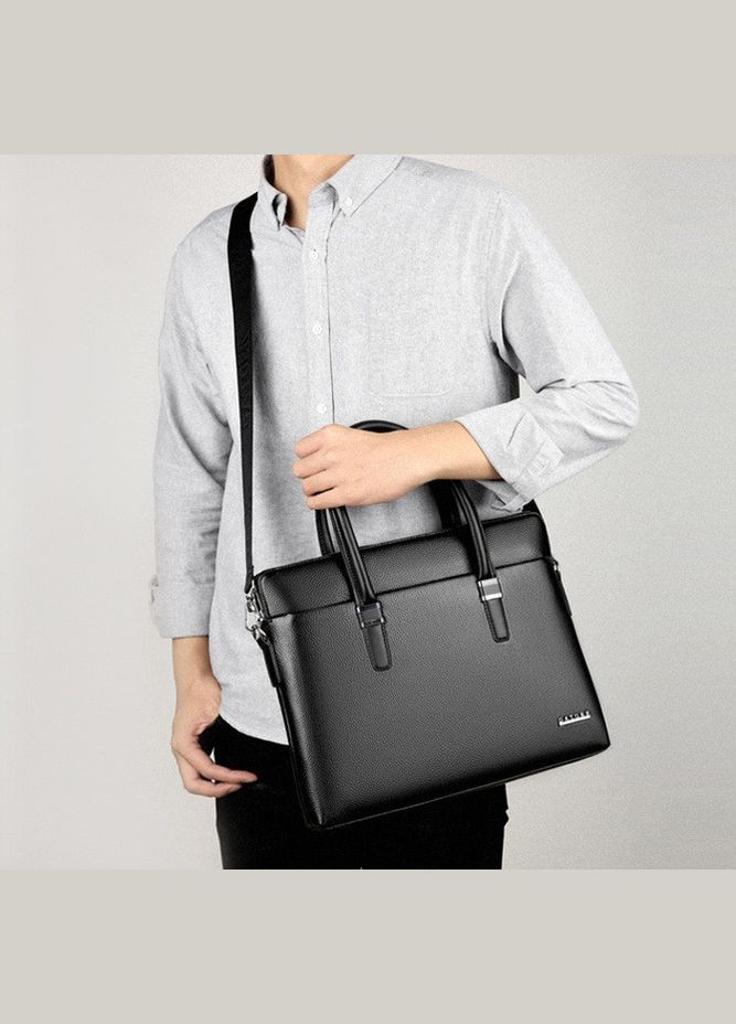 Якісний чоловічий діловий портфель для документів чорний коричневий, чоловіча сумка А4 екошкіра No Brand (334729879)