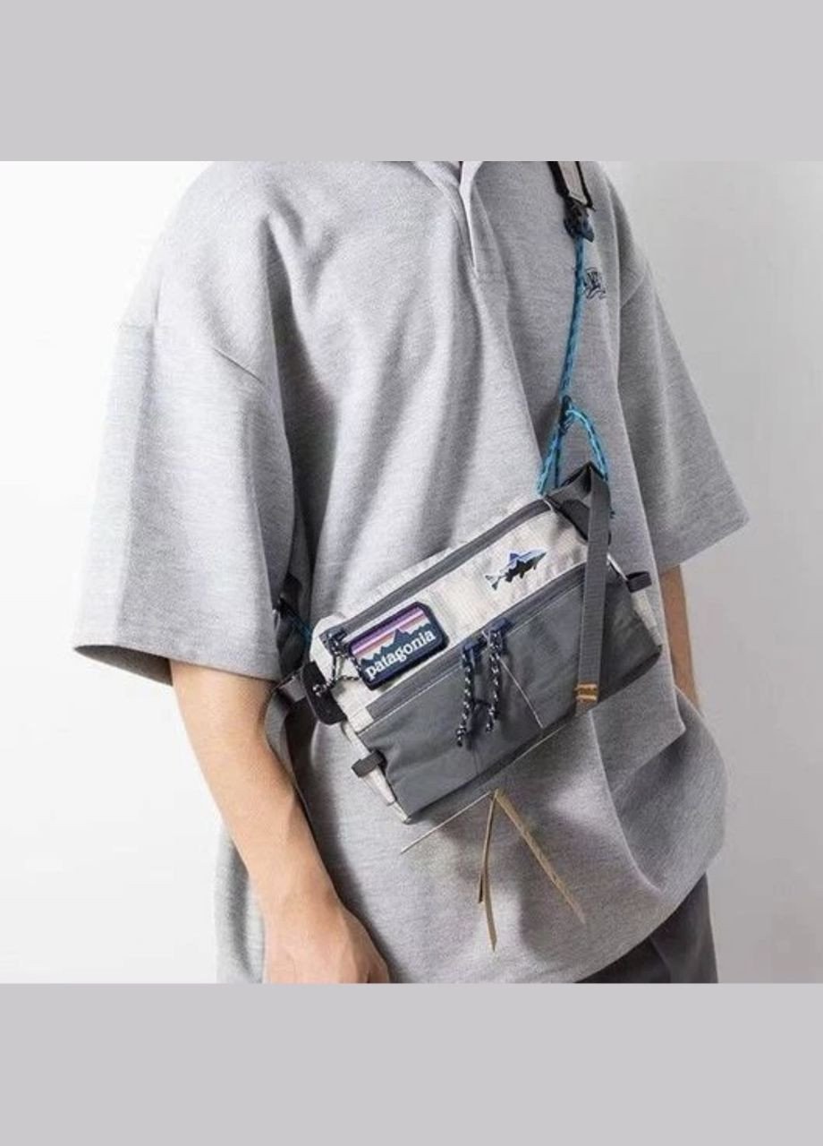 Мужская cумка через плечо Patagonia ( Патагония широкая ) с шевроном Черный No Brand (305849030)