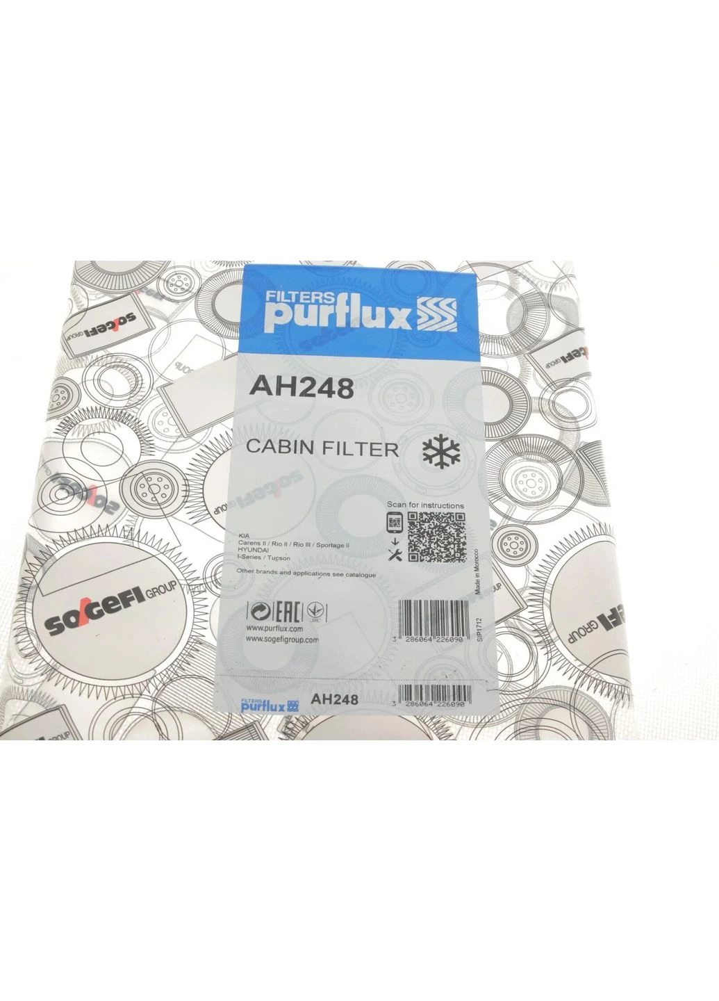 Фільтр салону Hyundai Tucson 04-10/i40 11-/ix35 09-/KIA Rio 05-/Sportage 94 AH248 UA63 Purflux (345779944)