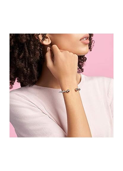 Срібний відкритий браслет-бангл Пандора із застібками з покриттям 14K рожевим золотом 588291 Kabluchka (355344744)