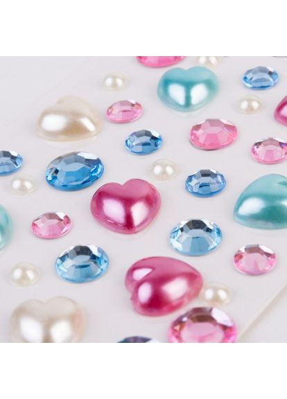 Стрази самоклеючі Heart mix 742999 36 шт блакитні з рожевим Santi (365639602)