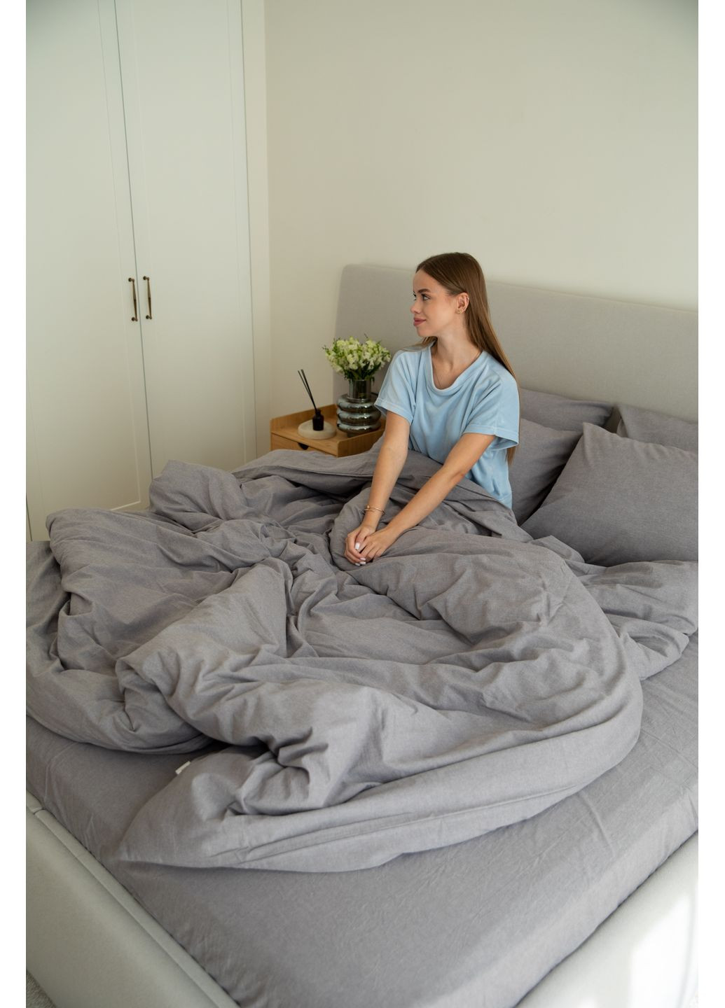 Постельное белье вареный хлопок "Белый" Семейный, Классическая простыня, наволочки 50х70 IN.HOME_UA (371141827)