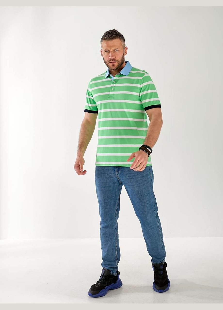 Зеленая футболка-мужская футболка поло в полоску для мужчин Fashion