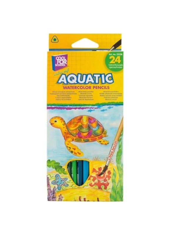 Карандаши цветные Aquatic Extra Soft акварельные, с кистью 24 цветов (CF15158) Cool For School (399079014)