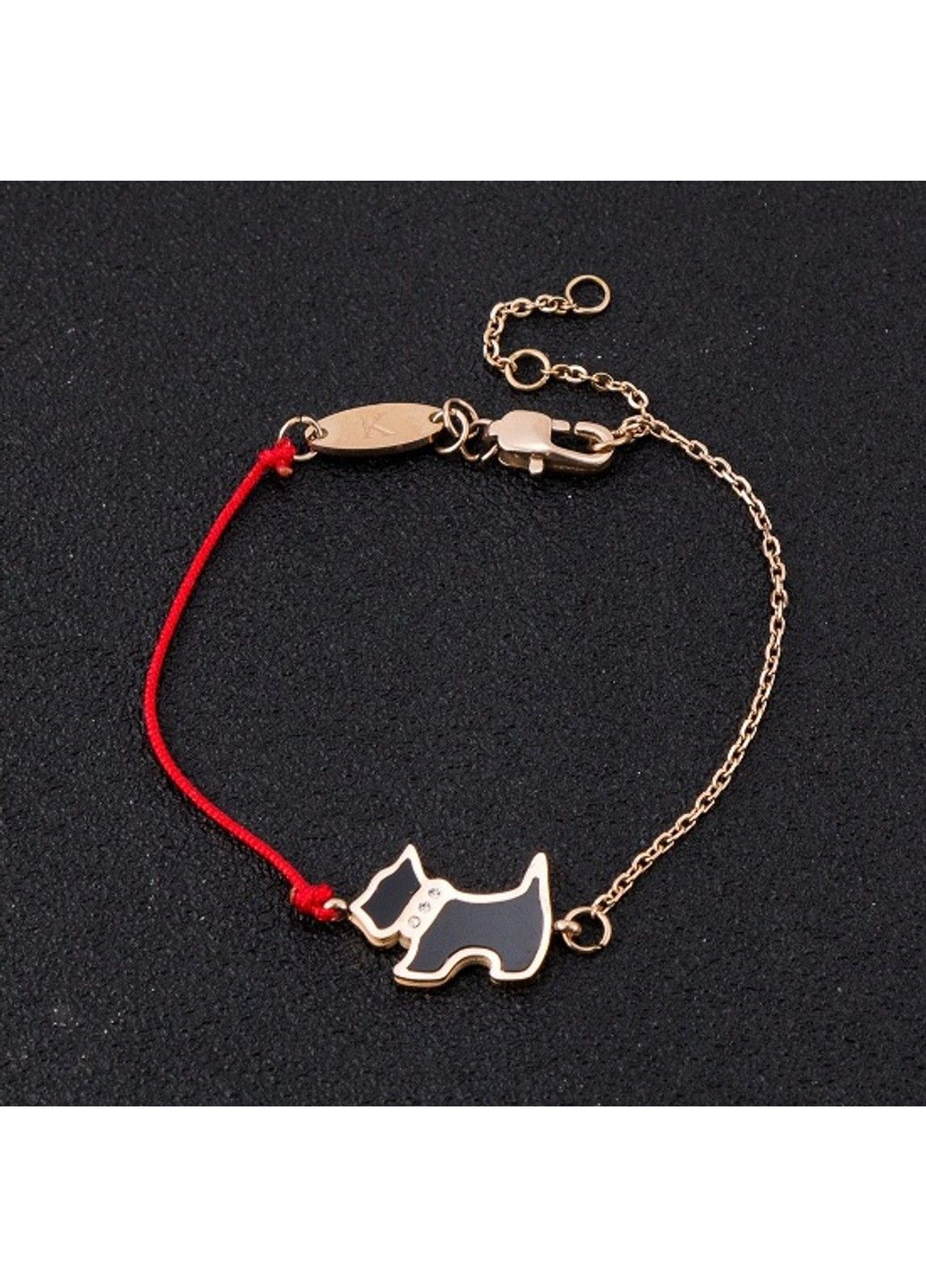 Браслет красная нить на руку оберег собачка из медицинской стали длина регулируется до 21см BR-027 No Brand (299486366)