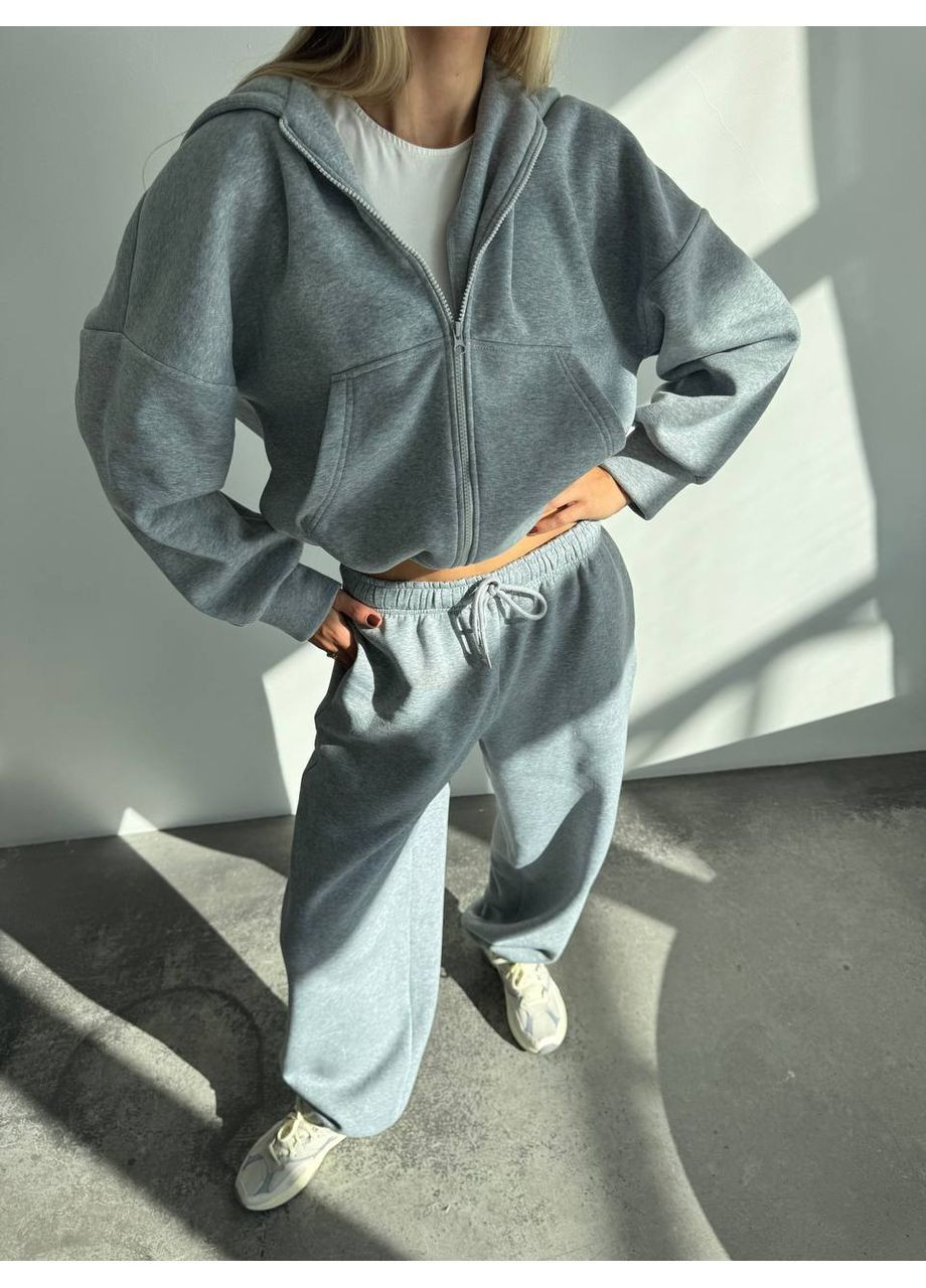 Худі-зіпка з подвійним капюшоном + штани на затяжках на флісі Vakko (368526509)