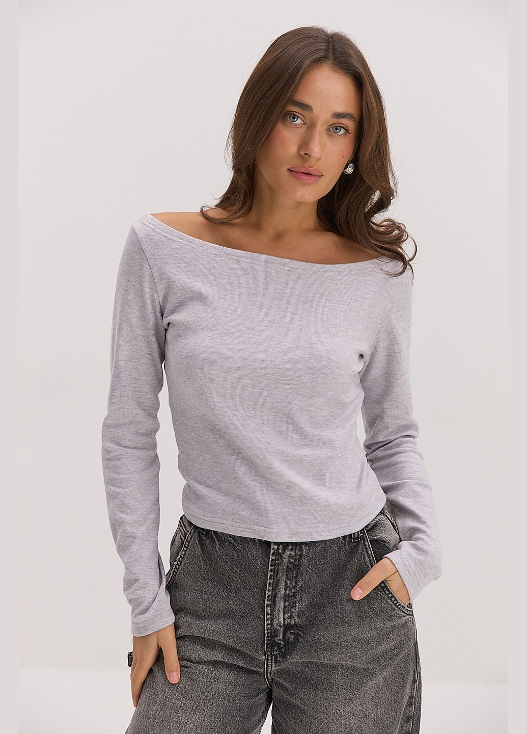 Жіночий лонгслів з широкою горловиною Arjen (314454628)