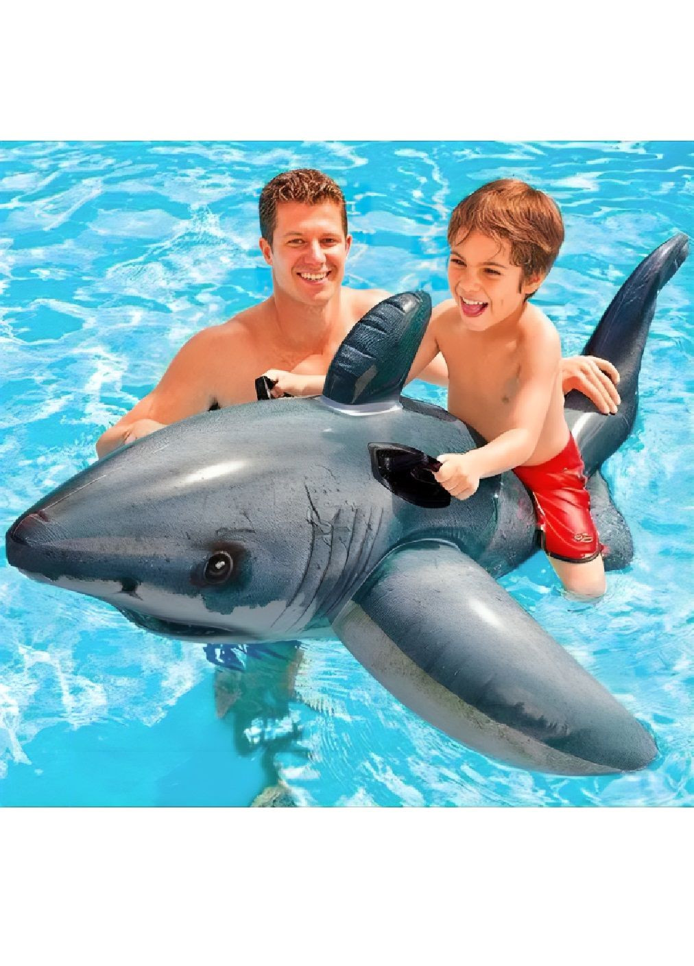 Надувний пліт іграшка для басейну пляжу з пластиковими ручками тримачами вініл 173х107 см (477588-Prob) Акула Unbranded (298306577)