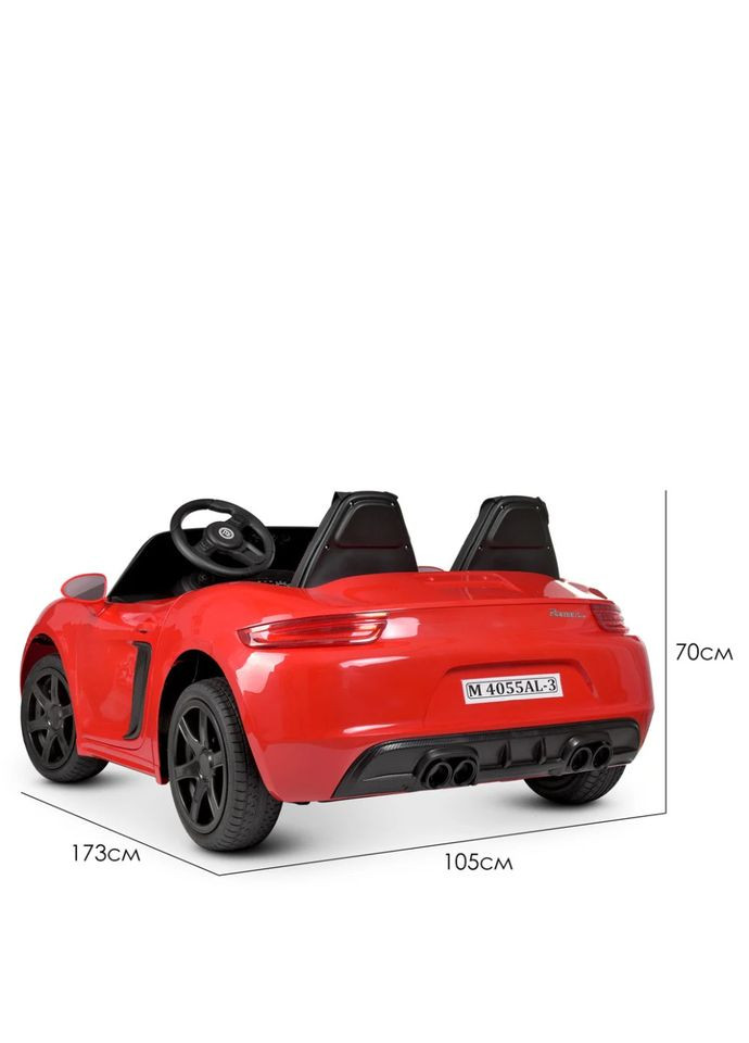 Дитячий електромобіль до 100 кг для дітей від 6 років з музикою та світлом червоний 2-місний Bambi Racer (368760203)