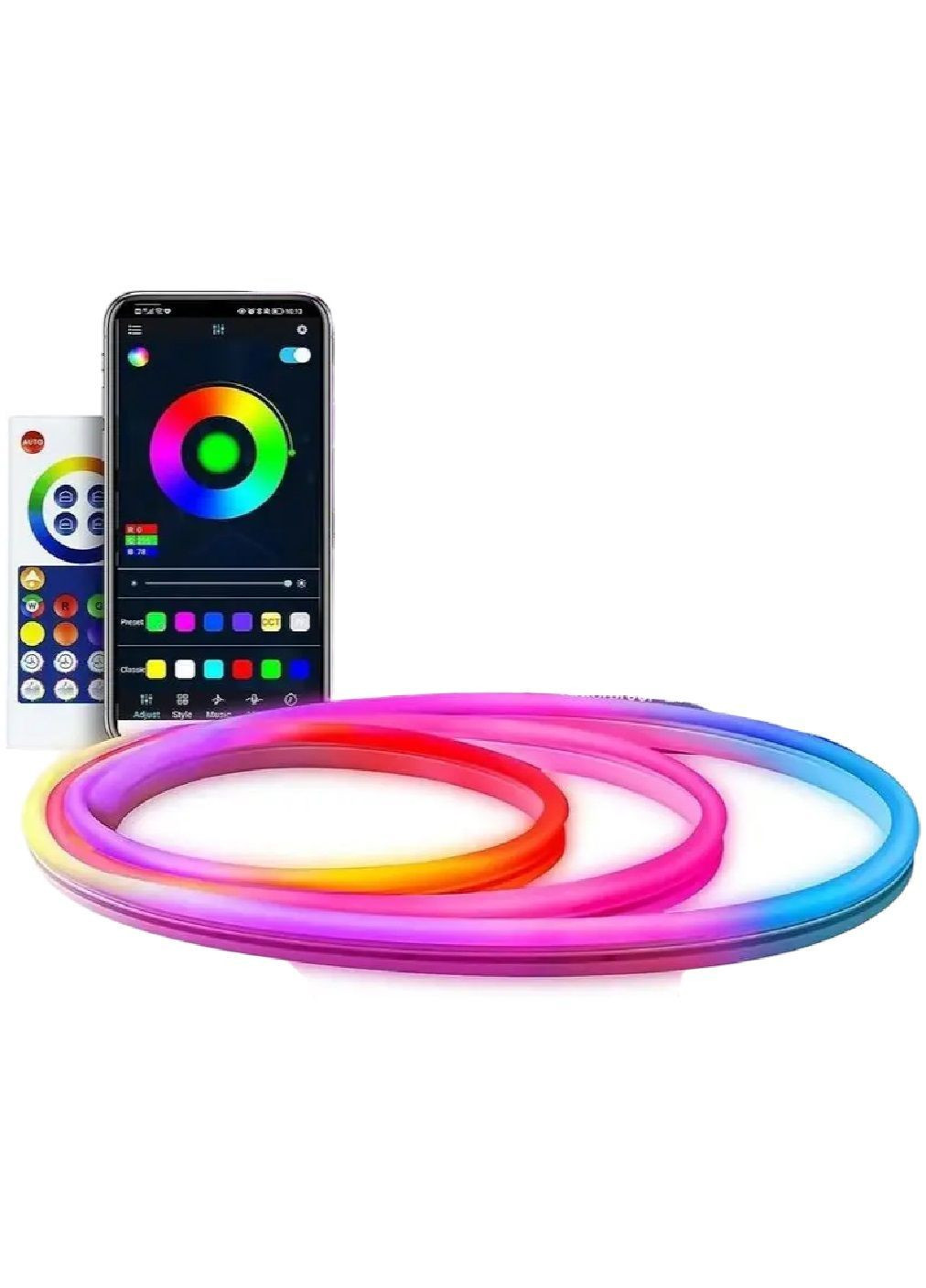 Світлодіодна стрічка неонова з технологією RGB-IC підключенням по Wi-Fi Bluetooth пультом керування 3 метри (482265-Prob) Unbranded (372745031)