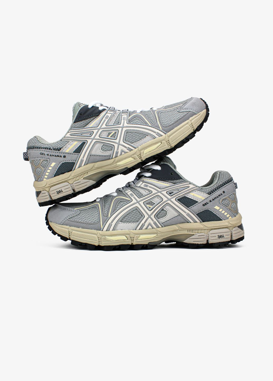 Сірі всесезон кросівки чоловічі і жіночі Asics Gel-Kahana 8 gray beige | Асікс Гель-Кахана 8 сірі бежеві