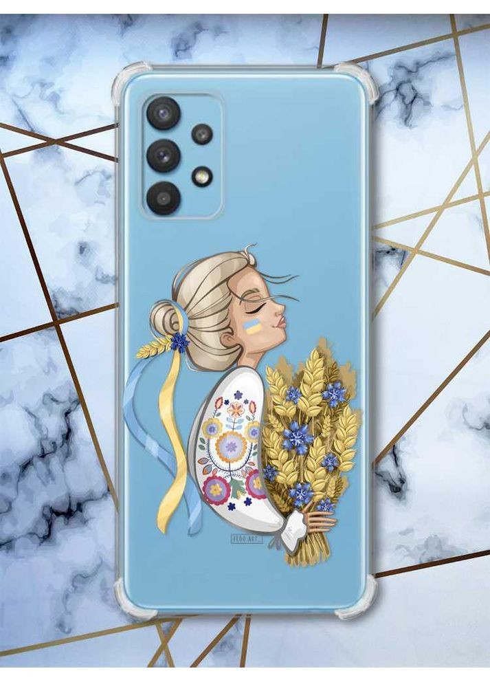 Чехол с утолщёнными углами для Samsung Galaxy A32 Украинка с колосками (принт: 173) Creative (359498557)