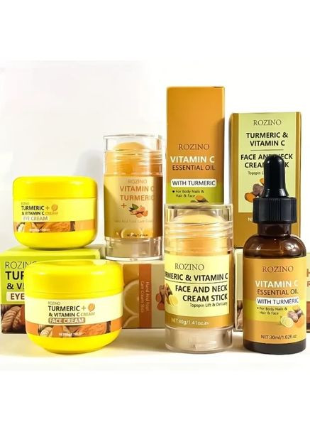 ROZINO Омолаживающий набор для кожи лица и шеи с витамином C куркумой и имбирем дневной уход — Крем, (357260903)