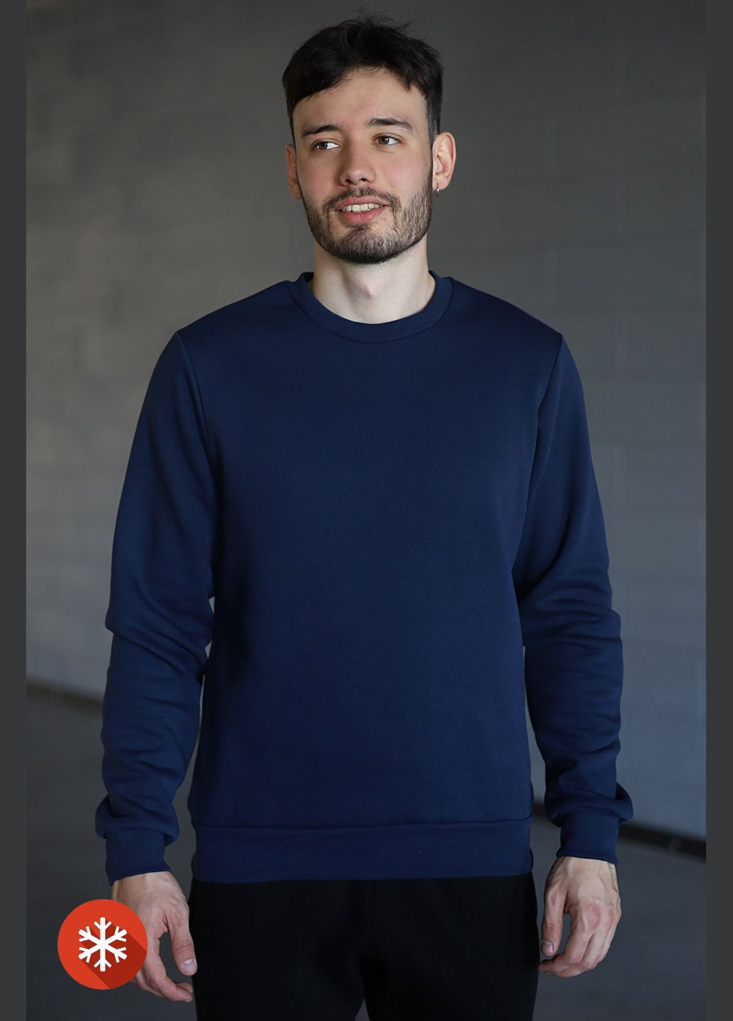 Синий утепленный свитшот robert на флисе Garne однотонный (305574707)
