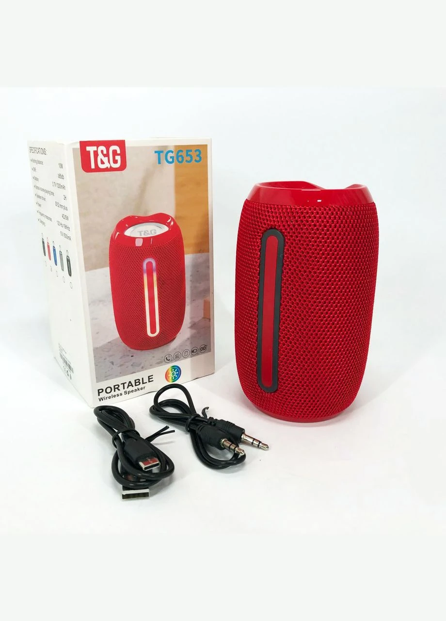 Портативна Bluetooth-колонка TG653 USB з ремінцем, потужна переносна акустична колонка. Колір: червоний No Brand (386242041)