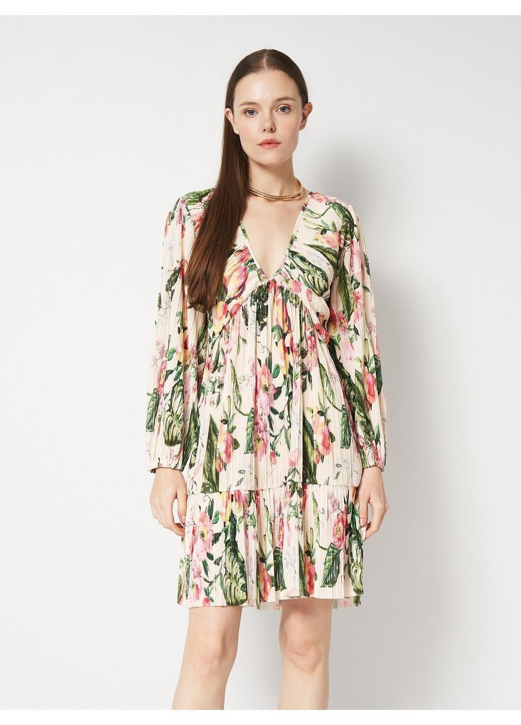 Бежева кежуал сукня H&M з квітковим принтом